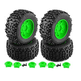 Maxbell 4 Pieces RC Wheels and Tires RC Part for 1/8 RC Rally Car Crawler Accessories Style A Green