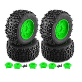Maxbell 4 Pieces RC Wheels and Tires RC Part for 1/8 RC Rally Car Crawler Accessories Style A Green