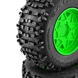 Maxbell 4 Pieces RC Wheels and Tires RC Part for 1/8 RC Rally Car Crawler Accessories Style A Green