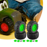 Maxbell 4 Pieces RC Wheels and Tires RC Part for 1/8 RC Rally Car Crawler Accessories Style A Green