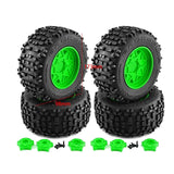Maxbell 4 Pieces RC Wheels and Tires RC Part for 1/8 RC Rally Car Crawler Accessories Style A Green