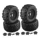 Maxbell 4 Pieces RC Wheels and Tires RC Part for 1/8 RC Rally Car Crawler Accessories Style B Black