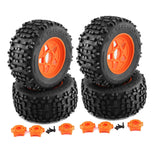 Maxbell 4 Pieces RC Wheels and Tires RC Part for 1/8 RC Rally Car Crawler Accessories Style B Orange