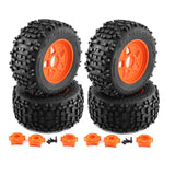 Maxbell 4 Pieces RC Wheels and Tires RC Part for 1/8 RC Rally Car Crawler Accessories Style B Orange