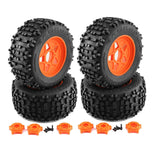 Maxbell 4 Pieces RC Wheels and Tires RC Part for 1/8 RC Rally Car Crawler Accessories Style B Orange