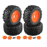 Maxbell 4 Pieces RC Wheels and Tires RC Part for 1/8 RC Rally Car Crawler Accessories Style B Orange
