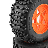 Maxbell 4 Pieces RC Wheels and Tires RC Part for 1/8 RC Rally Car Crawler Accessories Style B Orange