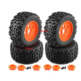 Maxbell 4 Pieces RC Wheels and Tires RC Part for 1/8 RC Rally Car Crawler Accessories Style B Orange