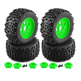 Maxbell 4 Pieces RC Wheels and Tires RC Part for 1/8 RC Rally Car Crawler Accessories Style B Green