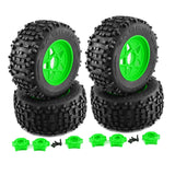 Maxbell 4 Pieces RC Wheels and Tires RC Part for 1/8 RC Rally Car Crawler Accessories Style B Green
