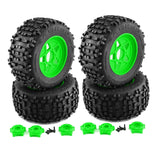 Maxbell 4 Pieces RC Wheels and Tires RC Part for 1/8 RC Rally Car Crawler Accessories Style B Green