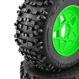 Maxbell 4 Pieces RC Wheels and Tires RC Part for 1/8 RC Rally Car Crawler Accessories Style B Green