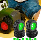 Maxbell 4 Pieces RC Wheels and Tires RC Part for 1/8 RC Rally Car Crawler Accessories Style B Green