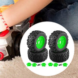 Maxbell 4 Pieces RC Wheels and Tires RC Part for 1/8 RC Rally Car Crawler Accessories Style B Green