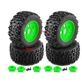 Maxbell 4 Pieces RC Wheels and Tires RC Part for 1/8 RC Rally Car Crawler Accessories Style B Green