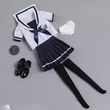 Maxbell 1:6 Scale Schoolgirl Uniform Suit Outfit for 12'' Female Action Figures Body dark blue
