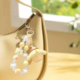 Maxbell Cute Beaded Keychain Creative Multifunction Portable Keyring for Women Girls Pudding Dog
