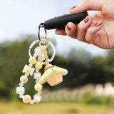 Maxbell Cute Beaded Keychain Creative Multifunction Portable Keyring for Women Girls Pudding Dog