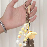 Maxbell Cute Beaded Keychain Creative Multifunction Portable Keyring for Women Girls Pudding Dog