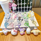 Maxbell Cute Beaded Keychain Creative Multifunction Portable Keyring for Women Girls Pudding Dog