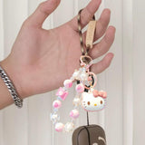 Maxbell Cute Beaded Keychain Creative Multifunction Portable Keyring for Women Girls Kitty