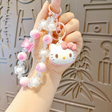 Maxbell Cute Beaded Keychain Creative Multifunction Portable Keyring for Women Girls Kitty