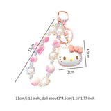 Maxbell Cute Beaded Keychain Creative Multifunction Portable Keyring for Women Girls Kitty
