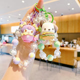 Maxbell Cute Beaded Keychain Creative Multifunction Portable Keyring for Women Girls Kitty