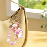 Maxbell Cute Beaded Keychain Creative Multifunction Portable Keyring for Women Girls Melody