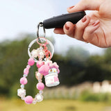 Maxbell Cute Beaded Keychain Creative Multifunction Portable Keyring for Women Girls Melody