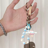 Maxbell Cute Beaded Keychain Creative Multifunction Portable Keyring for Women Girls Big Ear Dog