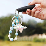 Maxbell Cute Beaded Keychain Creative Multifunction Portable Keyring for Women Girls Big Ear Dog
