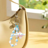 Maxbell Cute Beaded Keychain Creative Multifunction Portable Keyring for Women Girls Big Ear Dog
