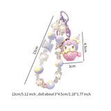 Maxbell Cute Beaded Keychain Creative Multifunction Portable Keyring for Women Girls Kuromi