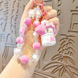 Maxbell Cute Beaded Keychain Creative Multifunction Portable Keyring for Women Girls Dog