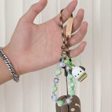 Maxbell Cute Beaded Keychain Creative Multifunction Portable Keyring for Women Girls Dog