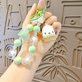 Maxbell Cute Beaded Keychain Creative Multifunction Portable Keyring for Women Girls Dog