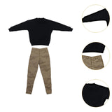 Maxbell Causal 1/6 Sweatshirts and Pants Set Costume for 12 inch Male Action Figures black