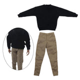 Maxbell Causal 1/6 Sweatshirts and Pants Set Costume for 12 inch Male Action Figures black