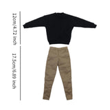Maxbell Causal 1/6 Sweatshirts and Pants Set Costume for 12 inch Male Action Figures black