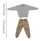 Maxbell Causal 1/6 Sweatshirts and Pants Set Costume for 12 inch Male Action Figures grey