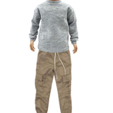 Maxbell Causal 1/6 Sweatshirts and Pants Set Costume for 12 inch Male Action Figures grey