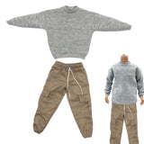 Maxbell Causal 1/6 Sweatshirts and Pants Set Costume for 12 inch Male Action Figures grey