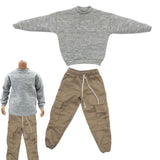 Maxbell Causal 1/6 Sweatshirts and Pants Set Costume for 12 inch Male Action Figures grey