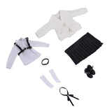 Maxbell 1:12 Scale Schoolgirl Uniform Suit for 1/12 Action Figures BJD Doll Dress up Black