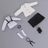Maxbell 1:12 Scale Schoolgirl Uniform Suit for 1/12 Action Figures BJD Doll Dress up Black