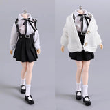 Maxbell 1:12 Scale Schoolgirl Uniform Suit for 1/12 Action Figures BJD Doll Dress up Black
