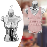 Maxbell Female Mannequin Torso Fashion Hanging Hook for Store Retail Dressmaker Form Silver