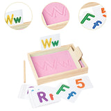 Maxbell Montessori Sand Tray with 26 Letter Cards 10 Nubmer Cards for Classroom Kids Pink