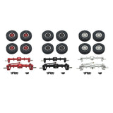 Maxbell 1/12 Front and Rear Axle Set with Tire Clamp Wheels Set for MN82 99S LC79 red
